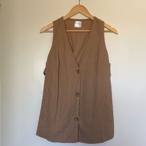 COORD SET: Sleeveless Brown Button-Front Top/Shorts